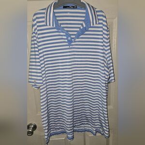 Ralph Lauren RLX Stretch Blue White Striped Polo Shirt Big & Tall Men's XXL